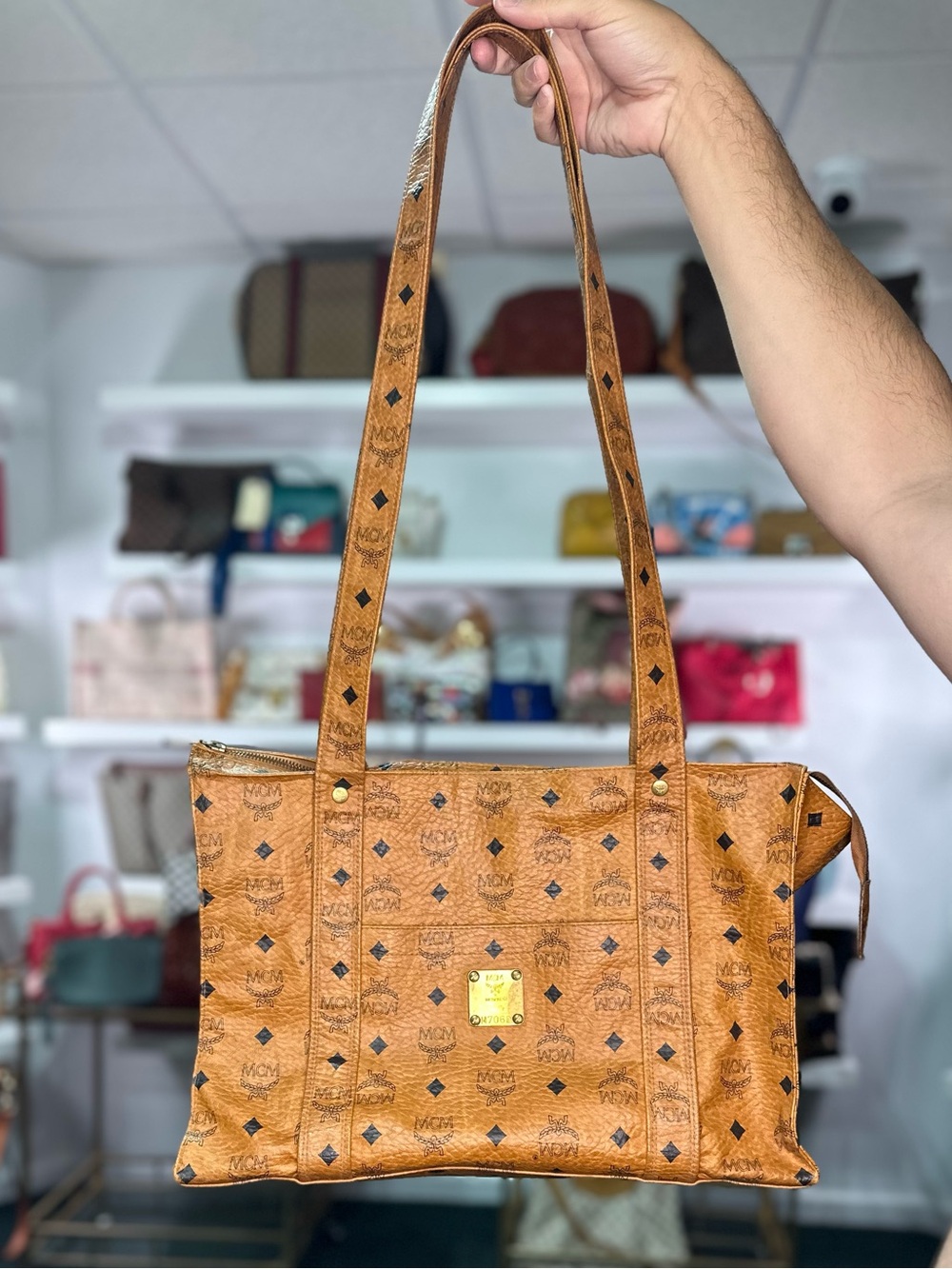 MCM Cognac Visetos Tote